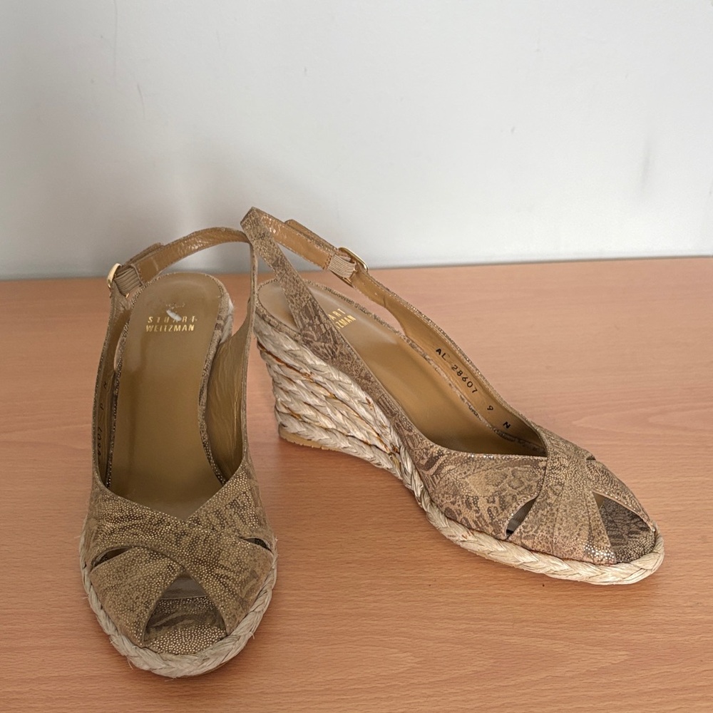 Stuart Weitzman Tan Espadrille Wedges